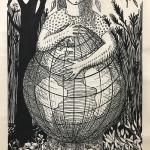 The World Deserves a Hug
woodcut on Mulberry paper
60" x 30"   2016
 